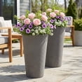 thumbnail image 2 of Algreen Crete 20" Self-Watering Planter, Tall, Warm Grey, 2 Pack, 2 of 6