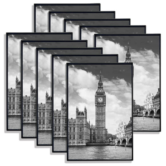 Marco de fotos GoMaize con carga frontal, negro, 13 x 18 cm, juego de 10