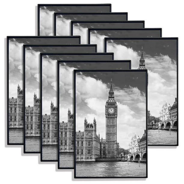 Marco de fotos GoMaize con carga frontal, negro, 13 x 18 cm, juego de 10