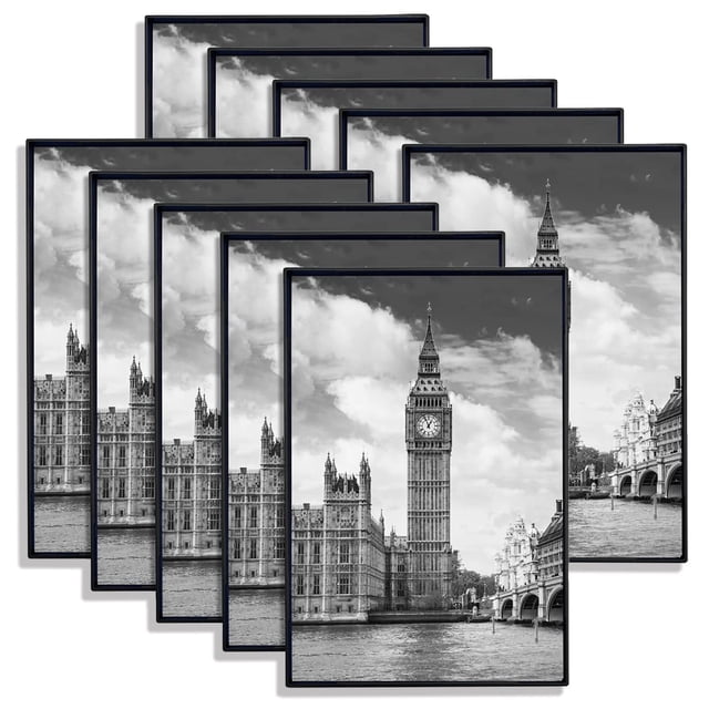 Marco de fotos GoMaize con carga frontal, negro, 13 x 18 cm, juego de 10