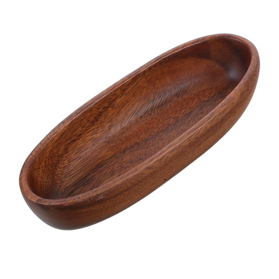 LOLIPPYY Walnut Wood Boat Shaped Serving Bowl 2pcs Vintage Decorative Snack and Salad Tray for Fruits and Desserts