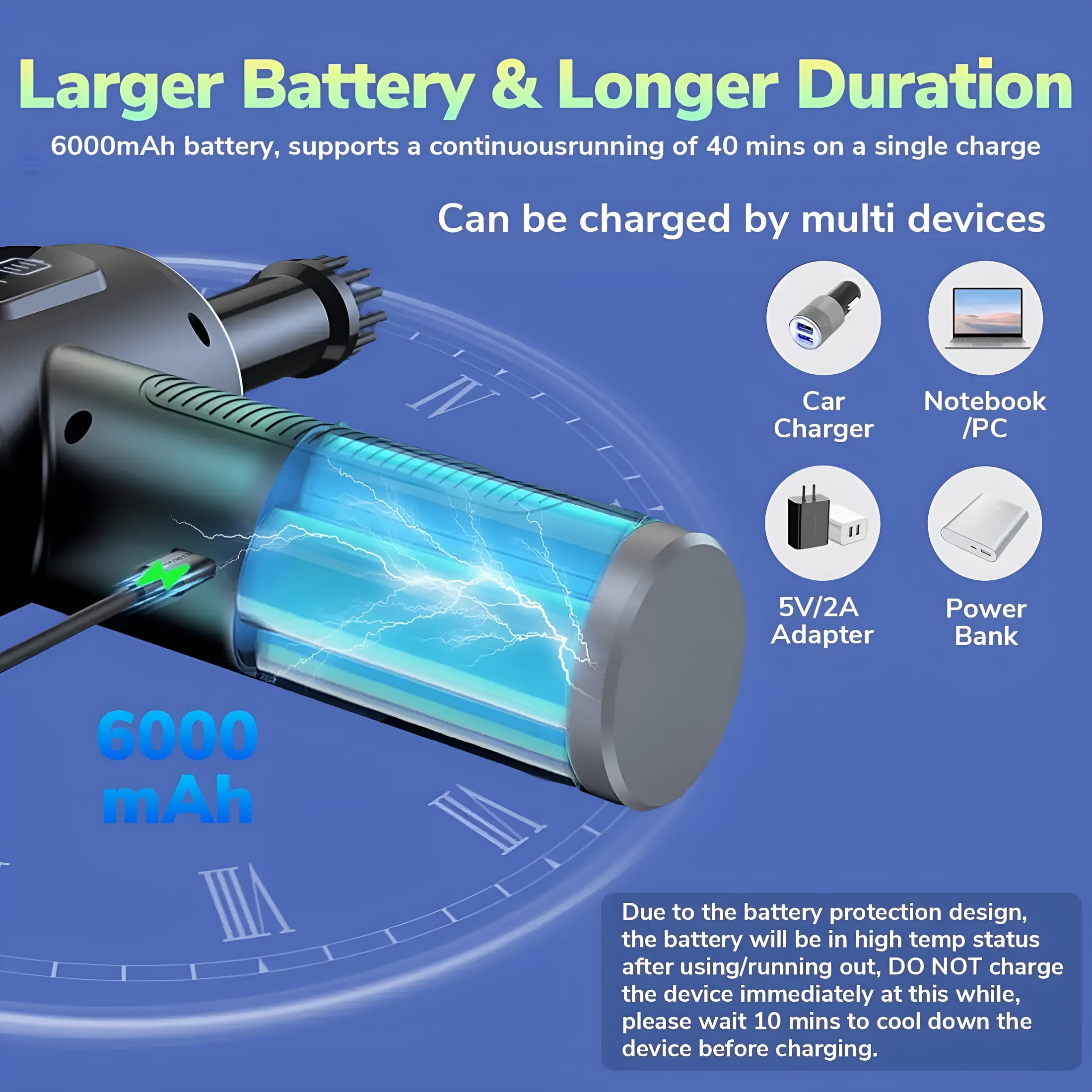 CURYMAY Electric Air Duster-Vacuum,50000 Rpm Handheld Car Vacuum/Air Blower&Pump,3 Gear Adjustable Electric Air Duster/Car Vacuum Cleaner,Keyboard Duster with Led Light