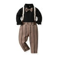thumbnail image 2 of Zshosam Baby Wedding Outfit Boy Baby Boy Clothes Suit Newborn Infant Gentleman Outfits, Formal Dress Shirt+ Bowtie+ Suspender Pants Wedding Party Set Size 4T 5T,(Black 4-5 Years), 2 of 7