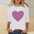 thumbnail image 2 of Lmnyox Women's 3/4 Sleeve T Shirt for Women Valentine's Day Heart Graphic Shirts Crew Neck Casual Tees Tops, 2 of 4