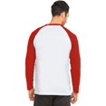 thumbnail image 2 of SLM Men's Long Sleeve Cotton Baseball Raglan Tee Shirt Jersey -White/Red-Medium, 2 of 5