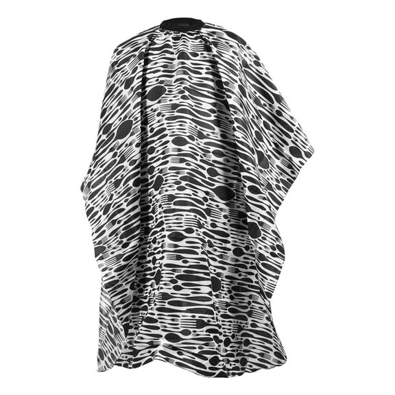 Unique Bargains 1 Pc Tableware Pattern Hairdressing Cape for Hair Cut 64.96"x57.09" Black White