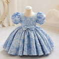 thumbnail image 2 of Vividxx Flower Girl Dresses For Baby Girls Party Dresses Infants Puff Sleeve Pageant Dress O-Neck With Bowknot Classic Sundress, 2 of 4