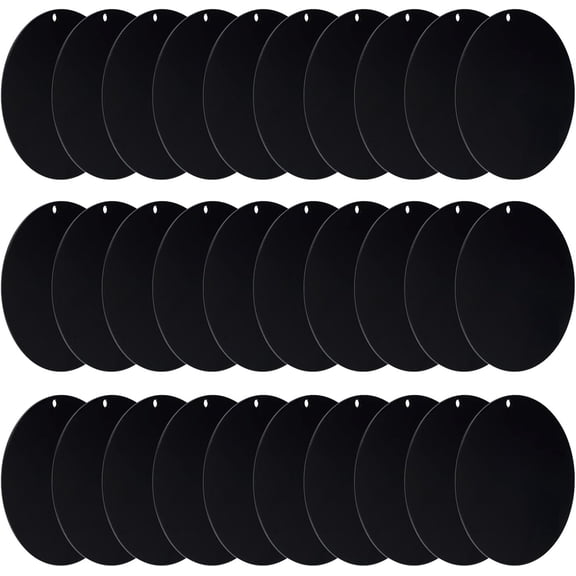 Acrylic Circle Blanks 3 Inch, 32 Pack Round Clear Disc Ornaments with Hole for DIY Keychain Project Crafting, Black