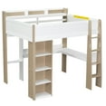 thumbnail image 6 of Harper & Bright Designs Full Size Wood Loft Bed with Built-in Storage Shelves, Clothes Rails and Desk, Wood Loft Bed Frame with Guardrail and Top Shelves, White+Natural, 6 of 12