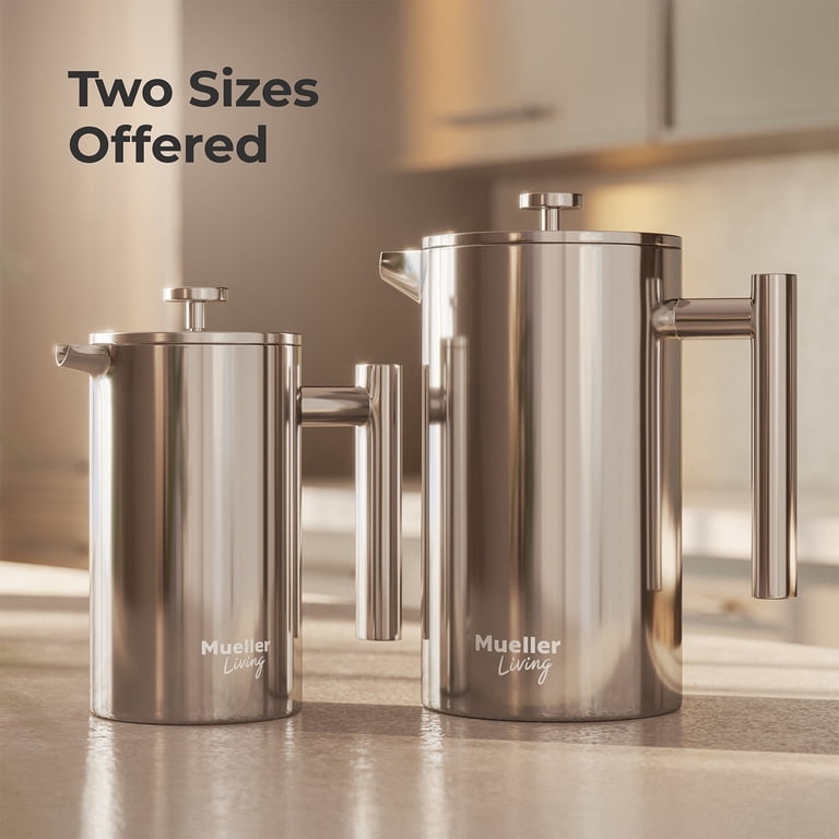 Mueller French Press Coffee Maker, 20oz Stainless Steel, Double