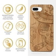 thumbnail image 4 of Case Yard Wooden Case Outside Soft TPU Silicone, Slim Fit Shockproof Wood Phone Cover for Girls Boys Men and Women, Supports Wireless Charging New Orleans Sugar Skull Design case for iPhone-8-Plus, 4 of 7