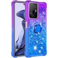 thumbnail image 2 of Case for Xiaomi 11T with Magnetic Ring Kickstand, Gradient Quicksand Glitter Flowing Liquid Floating Women Girls Cute Phone Case Clear TPU Cover for Xiaomi 11T Pro JB Purple Navy, 2 of 7