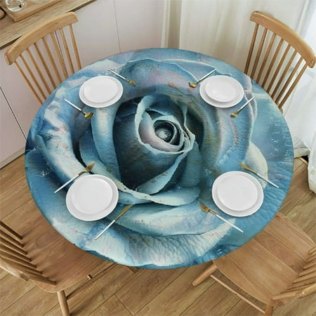 

QFMY Rose Round Table Cover Waterproof Resistant Fabric 100% Polyester Fiber 42-46