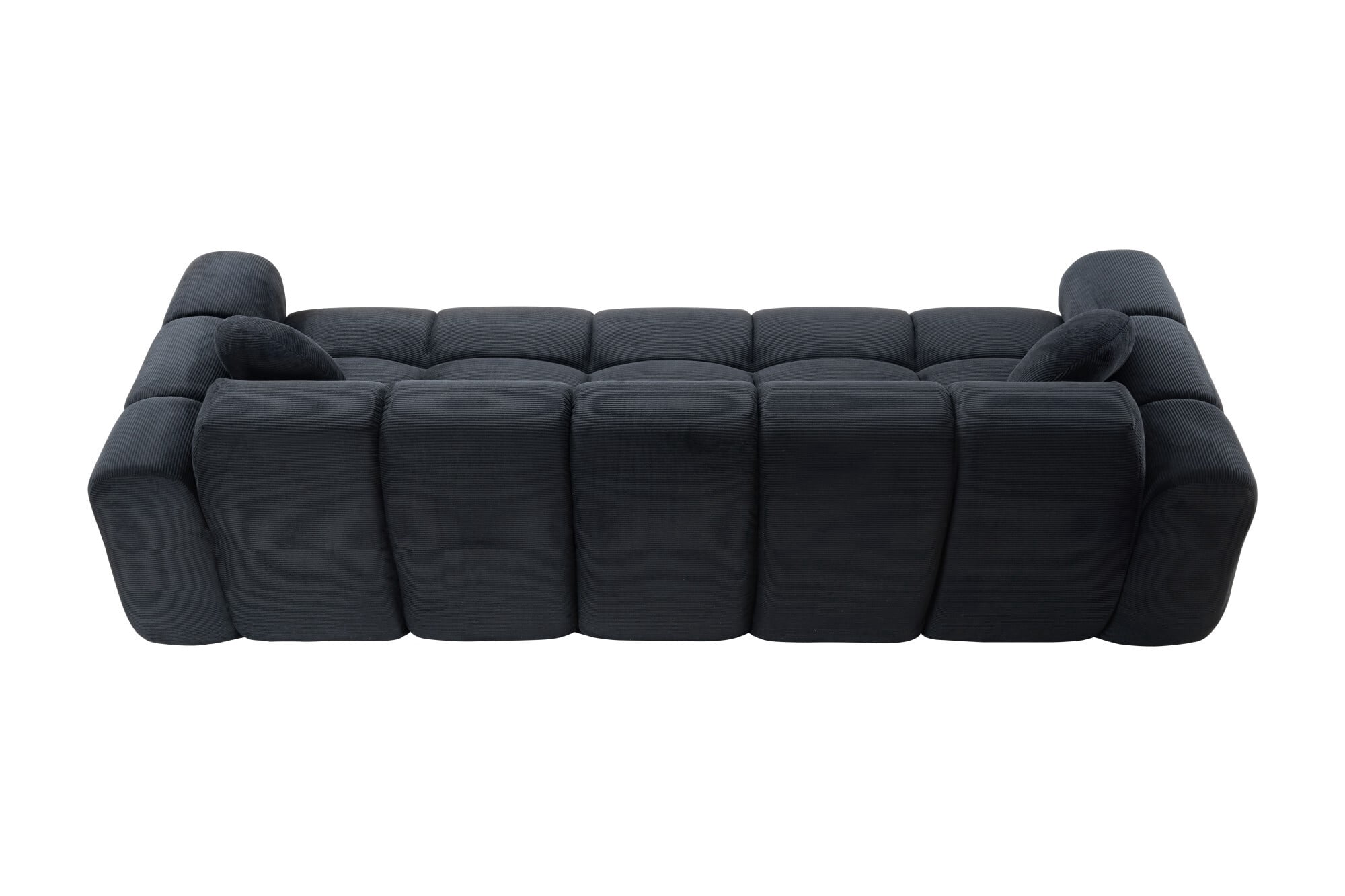 AENKYO 98" Corduroy Cloud Puff Sofa, Modern 4-Seater Bubble Block Couch, No Assembly, Charcoal Black