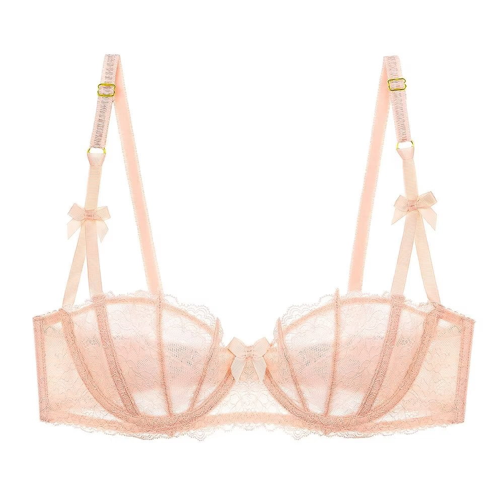 Varsbaby Lingerie Set for Women Sexy Lace Bra and Panty Thongs Sets Unlined Demi-Cup Underwire Bra and See Though Panties
