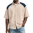 thumbnail image 5 of XuJwPNcy Mens Shirts Lightweight Color Block Button Down Shirts Casual Collared Tops Summer Classic Fit Fashion Clothes, 5 of 7