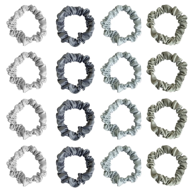 16 bandas elásticas de satén para el pelo, cómodas coleteros de seda, lazos para el pelo, cuerdas elásticas, soportes para cola de caballo para mujeres y niñas, accesorios para el cabello, regalo