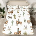 thumbnail image 2 of Castle Fairy Western Cowboy Full Size Sheets 4-Piece for Boys Girls,Exotic Style Cactus Bull Skull Breathable Bed Sheets,Retro Vintage Aesthetic Lightweight Sheet Sets,Luxury Bedroom Decor, 2 of 7