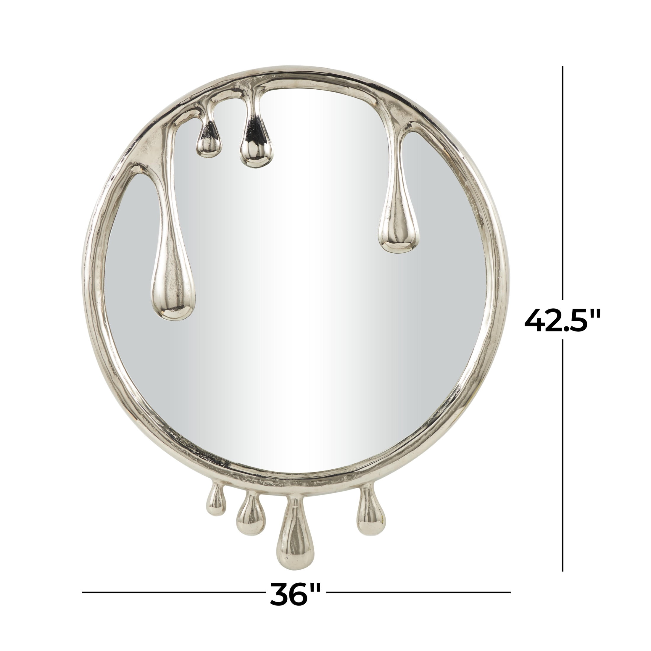 DecMode 36" x 43" Silver Melting Drip Abstract Wall Mirror