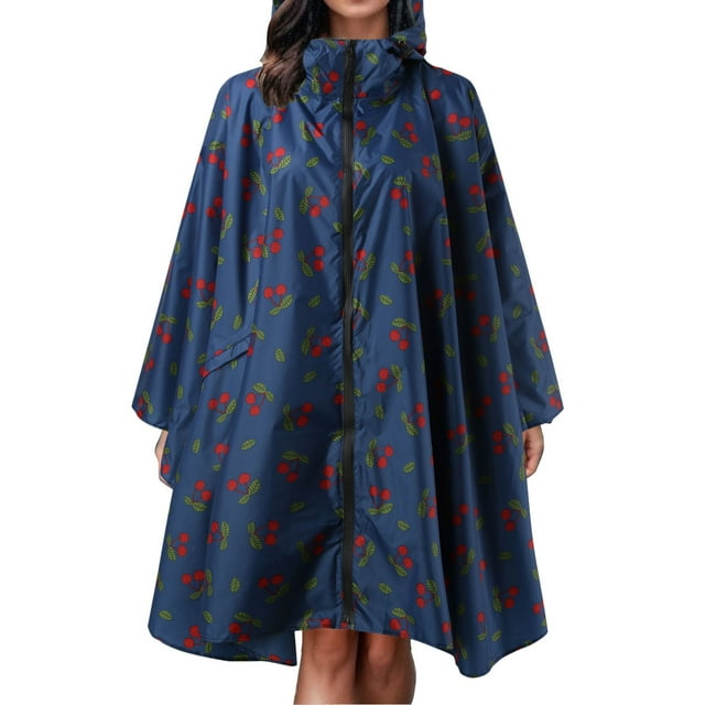 Veste Poncho Imperméable Légère pour Femmes avec Capuche et Poches pour Activités Extérieures