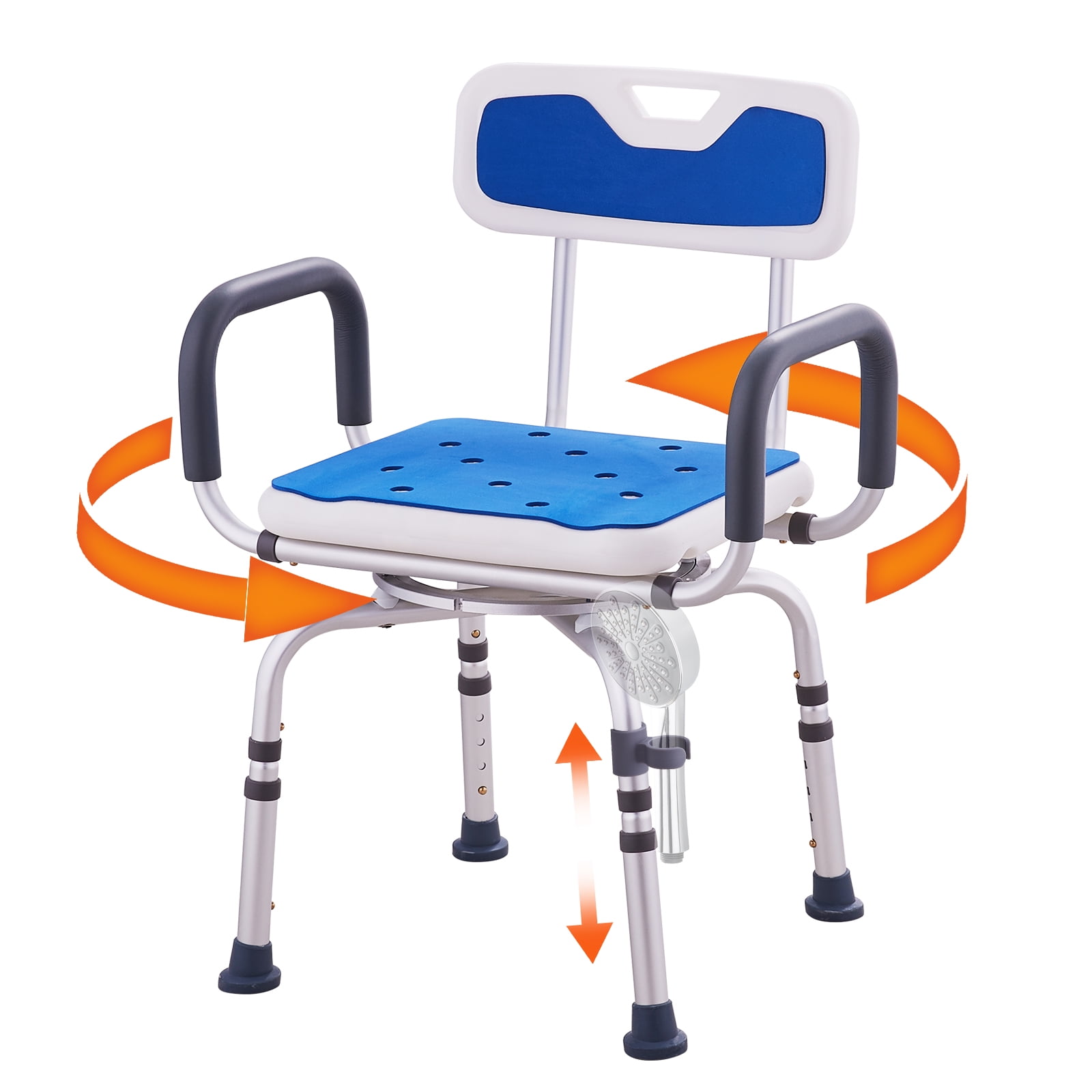 KFFKFF Rotating Bath Chair, 360° Swivel, with Supportive Armrests & Back, Secure & Stable for Shower/Bathtub Use, Ideal for Seniors & Mobility Impaired, Supports up to 400lbs