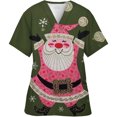 thumbnail image 1 of Blusa de algodón con cuello en V para hombre y mujer, ropa de trabajo con estampado navideño, uniforme médico, médico, enfermera, 1 of 5