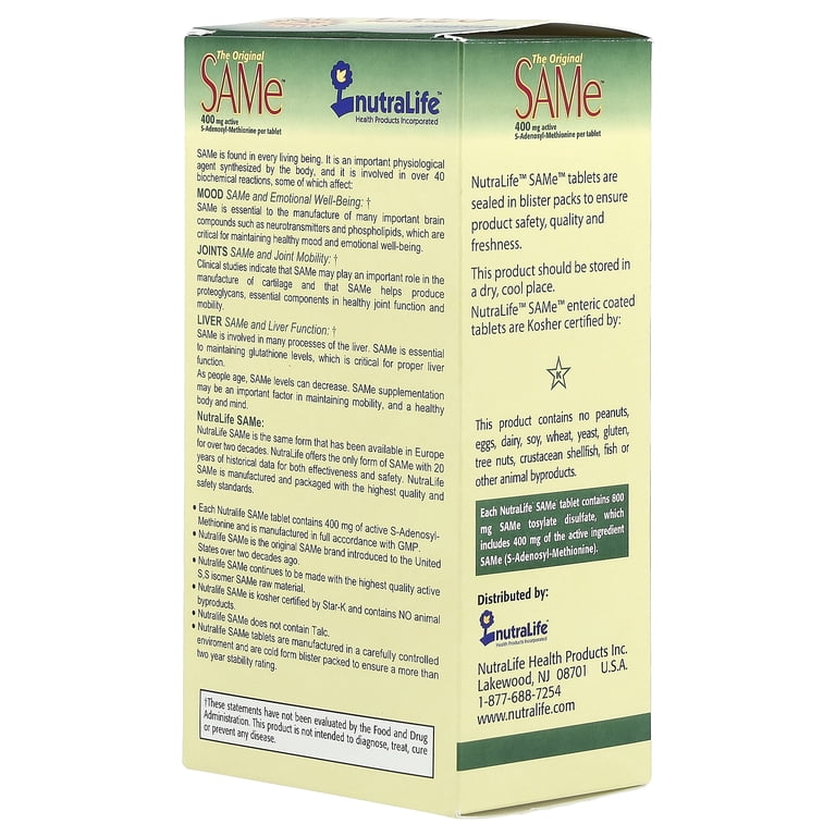 nutralife glutathione NutraLife SAMe, 400 mg, 60 Enteric Coated Tablets