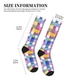 thumbnail image 5 of Socks Calf Pressure Socks Breathable Moisture Absorbent 11.8in×7.9in Full Print Designed For Hiking Walking Sports Aliceblue Colorful Houndstooth Hand-Drawn Sketch_2 2 Black-2, 5 of 8