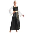 thumbnail image 2 of Sxiwei Robe Maxi Ample Longueur Cheville Superposition Tunique de Danse Louange pour Femmes Robe de Culte Luthérienne Noire 4TG, 2 of 7