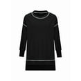 thumbnail image 4 of Female Casual Crewneck Sweatshirts Long Sleeve Oversized Trendy Contrast Stitching Fall Pullover Blouse Black S, 4 of 6