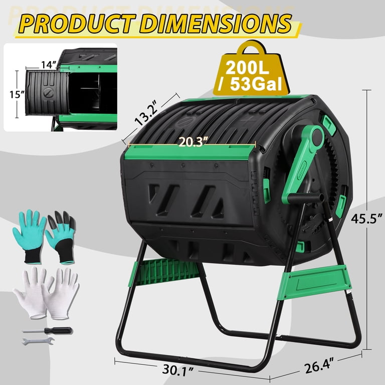 HomGarden 53-Gallon Dual Chamber Compost Tumbler photo 2