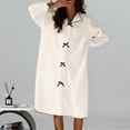 thumbnail image 2 of hotojiny Fleece Nightgowns for Women Cute Long Sleeve Thermal Warm Nightgowns Fall Winter Mid Length Sleepwear Loungewear, 2 of 7