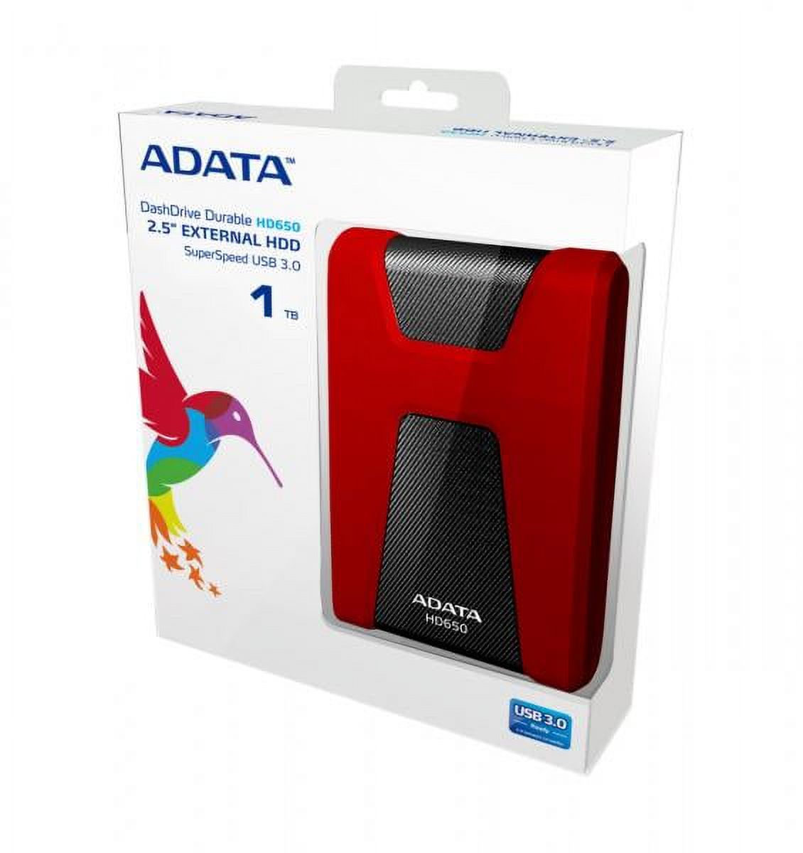 Adata DashDrive HD650 1 TB Portable Hard Drive, External, SATA, Red - image 4 of 5