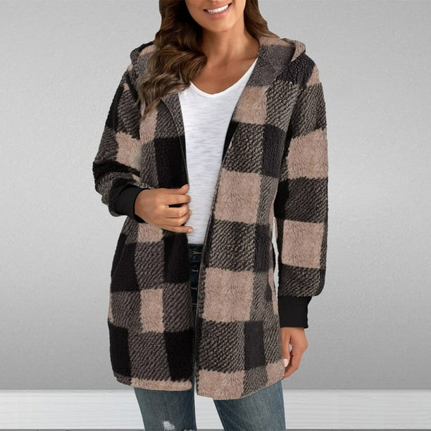 Camisas de franela a cuadros Augper para mujer, chaqueta informal de manga larga con botones, blusas estilo boyfriend de otoño con bolsillos