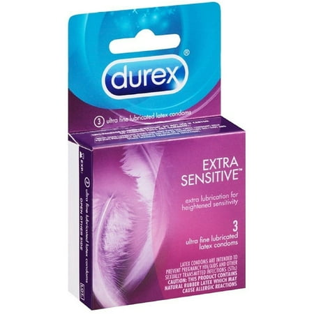 Durex Extra Sensitive Ultra Fine Lubricated Latex Condoms 3 ea (Pack of