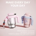 thumbnail image 4 of Sidagar 20 oz Ceramic Lined Insulated Tumbler with One-Touch Lid, Straw and Handle, Sunday Boring Club, Silver Pink, 4 of 10