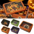 KLVCUPQ Rectangular Metal Tin Box with Clear Lid,Halloween Cookie Tin ...