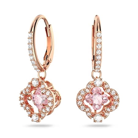 Swarovski Rose-gold Tone Plated Sparkling Dance Clover Pierced Earrings