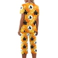 thumbnail image 6 of Women's Halloween Pajama Set Short Sleeve V Neck Top and Cropped Pants Lightweight Breathable Lounge Outfit with Pumpkin Print Casual Sportswear for Daily Wear Orange M, 6 of 6