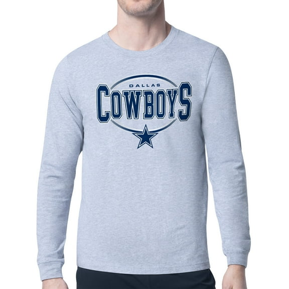 Men's Starter Heather Gray Dallas Cowboys Team Track Graphic Long Sleeve T-Shirt