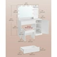 thumbnail image 2 of VASAGLE Vanity Desk with Mirror and Lights, 43.3-Inch Wide Makeup Vanity with Upholstered Vanity Stool, Power Outlets, Dimmable LED Lights, Storage Drawer, for Bedroom, Cloud White, 2 of 6