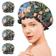 thumbnail image 7 of Shower Caps,Pioneer Flower Floral Print Pattern Waterproof Shower Cap for Women 4 Pieces,Double Reusable Hair Cover for Shower PEVA Elastic Stretch Hem, 7 of 7