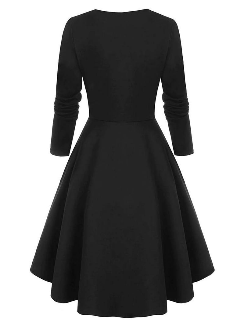 DYMADE Women Check Printed Vintage Square Neck Stitching Elegant A-line  Dress - Walmart.com