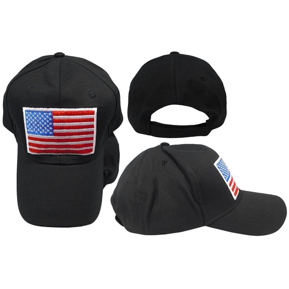 USA United States Patch Black Cotton Adjustable Embroidered Cap Hat