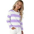thumbnail image 2 of KAUOD Toddler Girls Cotton Striped Shirt Long Sleeve Crew Neck Pullover Sweatshirts Kids Soft Thermal Lined Sweater Clothes, 2 of 7