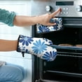 thumbnail image 2 of Blue Pioneer Flower Kitchen Oven Mitt and Pot Holder Sets 2 Pcs for Baking, Cooking and Grilling, Heat Resistant Up To 392 °F, 2 of 6