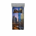 thumbnail image 2 of Ambesonne Landscape Fitted Sheet & Pillow Sham Set, Chicago River Scenery, Queen, Multicolor, 2 of 3