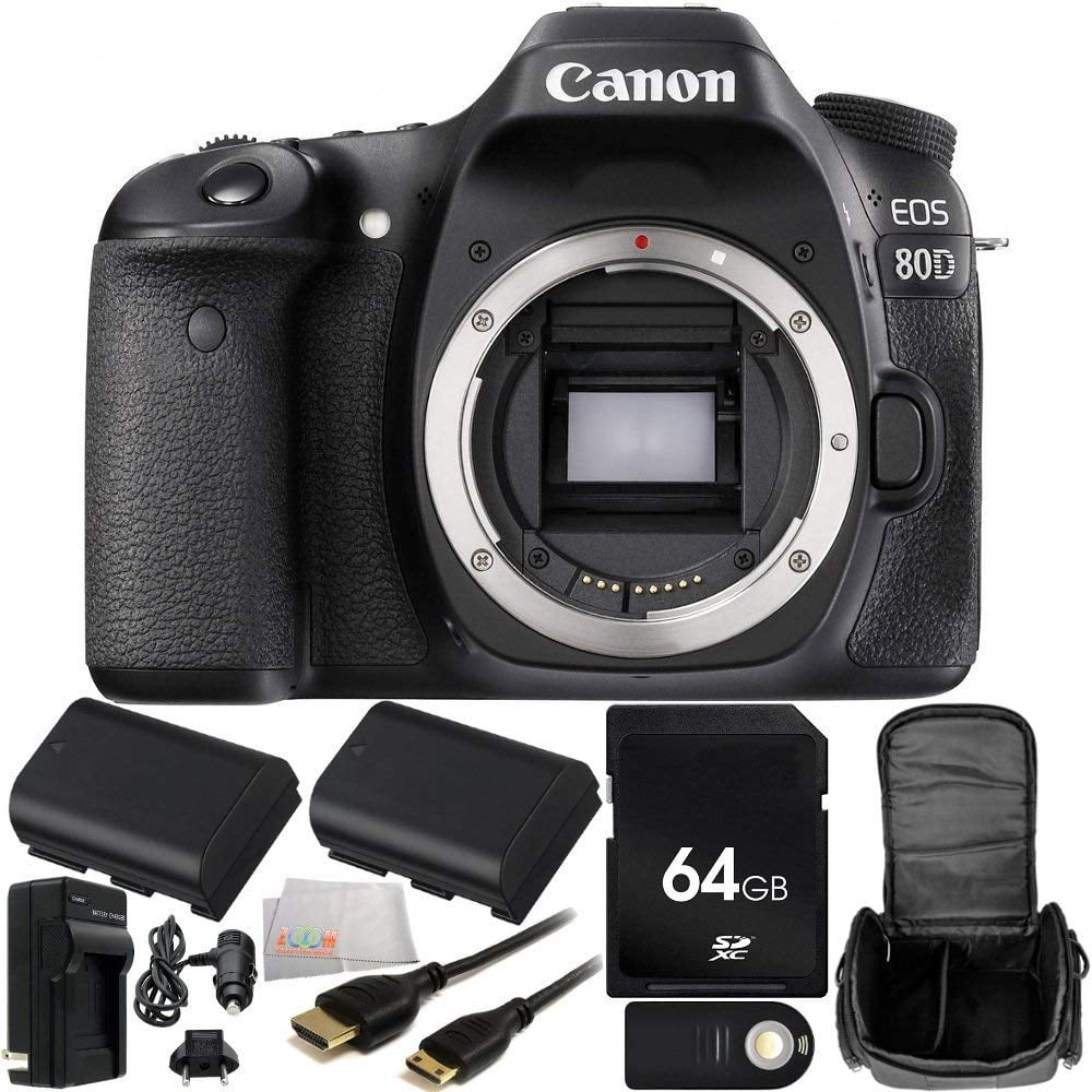 Canon EOS 80D DSLR Camera (Body Only) 64GB Bundle 10PC Accessory Kit