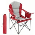 thumbnail image 2 of (2 pack) EDX Heavy Duty Camping Chair 500 lb Capacity, Oversized Extra Wide for Adults, Padded High Back Folding Lawn Chair, 500 lbs Steel Frame, Portable Outdoor Camping Chair with Cup Holder, Red Gray, 2 of 10