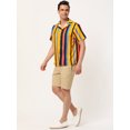 thumbnail image 4 of INSPIRE CHIC Camisa a rayas de verano para hombre Camisas de rayas verticales de bloque de color de playa con botones de manga corta Naranja Negro Azul L, 4 of 6
